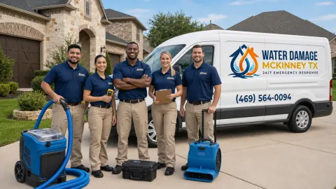 Water Damage McKinney restoration team and service vehicle